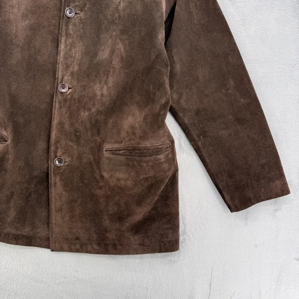 Vintage Banana Republic Mens Chocolate Brown Suede Leather Heavy Jacket Large